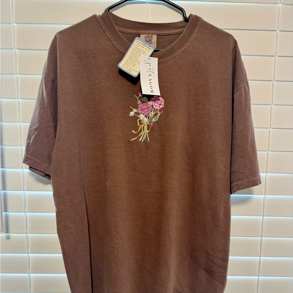 Comfort Colors Embroidered Peony Tee